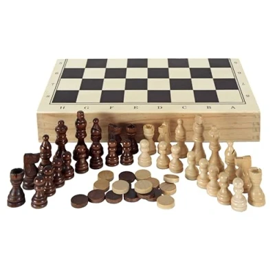 Image of Aquamarine Games CP1070 Chess Checkers Backgammon, Walnut Brown, NO Value