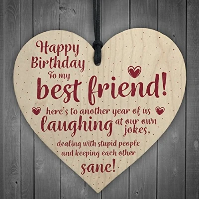 Image of RED OCEAN Happy Birthday Best Friend Wooden Friendship Sign Plaque Thank You Keepsake Gift