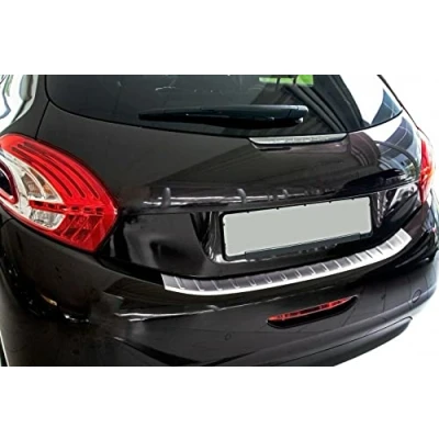 Image of Recambo Boot Sill Protector Stainless Steel Chrome Compatible with Peugeot 208 2012 2019 Folded Edges Premium Quality