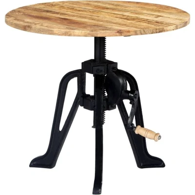 Image of vidaXL Solid Mango Wood and Cast Iron Side Table Industrial themed Adaptable Furniture with Adjustable Height for Multi purpose Use