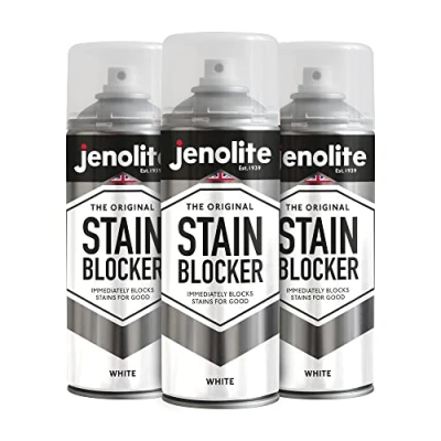 Image of JENOLITE Stain Blocker Paint WHITE 3x400ml Damp Seal Block Spray &amp; Anti Mould For Walls Ceilings Immediately Stains, Mildew