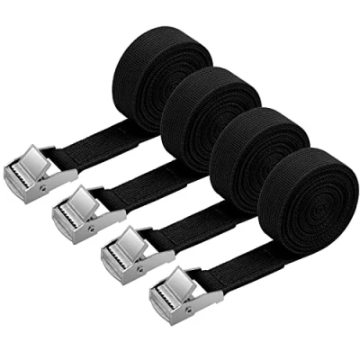 Image of URAQT Tie Down Straps, 4 Pack Heavy Duty Tensioning Belts, 2M Adjustable Cargo Straps Ratchet for Motorcycle, Cargo, Trucks, Trailer, Luggage, 250kg Loading Capacity, Quick Release (Black)