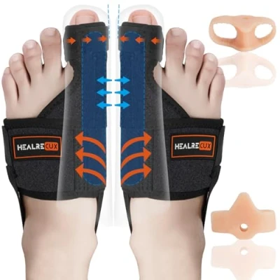 Image of Healrecux Bunion Corrector for Women Men, 2Pcs Toe Corrector, Adjustable Splint Brace Big Straightener Bunion, Hallux Valgus Correction Day/Night Support