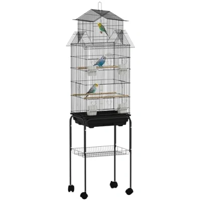 Image of PawHut Bird Cage Budgie with Stand Slide Tray Handle for Finch Canary 43 x 32.5 163cm Black