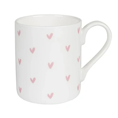 Image of Sophie Allport Pink Hearts Mug, Fine Bone China, Gift Box, Dishwasher Safe (Standard Size, 275ml)