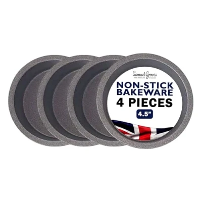 Image of Samuel Groves Deep Pie Quiche Baking Tin 4.5 4X Individual Superior Double Coated Non Stick Made in England Grey