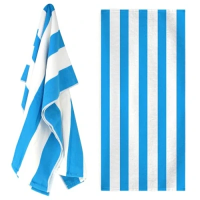 Image of GEEZY Large Microfibre Beach Bath Towel Lightweight Sports Travel Gym Summer Towels (Blue Stripes)