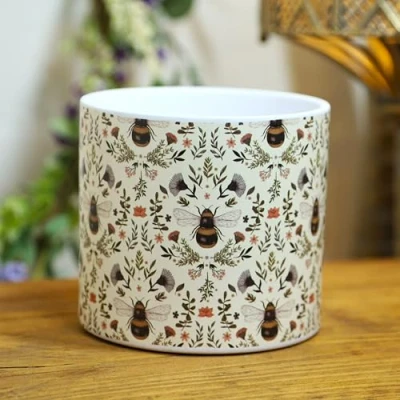 Image of Fyne Finds Ceramic Botanical Bee Pot 14cm,5inch Planter Flower Herb Home Decorative Plant