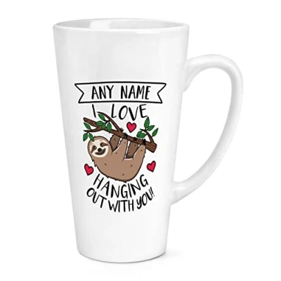 Image of Personalised Sloth I Love Hanging Out with You 17oz Large Latte Mug Cup