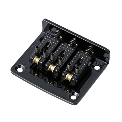 Image of LYWS 3 String Roller Saddle Guitar Hard tail Bridge Tailpiece for Cigar Box (Black)