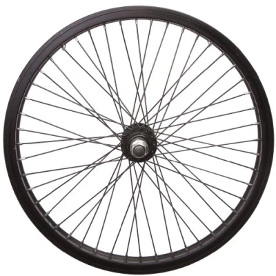 Image of 20&quot; Bmx Front 14Mm Solid Axle 48 Spoke Black Shining Wheel