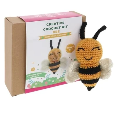 Image of Shudehill Giftware Creative Crochet Kits Fox, Unicorn, Dog, Bee, Cat &amp; More Perfect for Learning or Experienced Crocheters (Busy Bee)