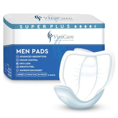 Image of 20 x Super Plus Incontinence Pads Men Adhesive Backsheet &amp; Advanced Absorption Mens Pad for Male Incontinences Size 29x23 cm (1 Pack of 20)