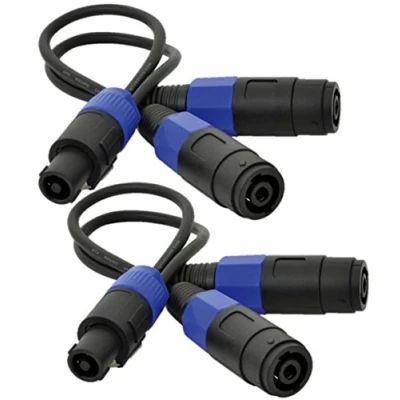 Image of 2 x QTX Speakon Speaker Cable Splitter Way Amplifier PA DJ Lead Adaptor