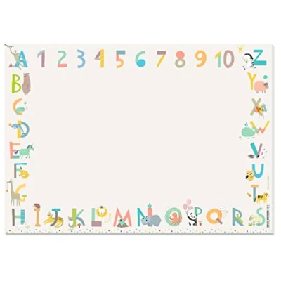 Image of Children&#039;s Desk Pad ABC, Numbers, Animals XL Colouring Paper A3 to Tear Off Painting Mat for Girls, Boys, Nursery, School, Painting, Drawing