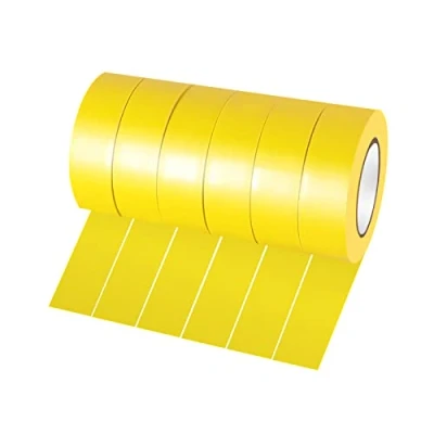 Image of Xrkuu 6 Rolls Yellow Electrical Tape, 18mm x 10m PVC Insulation Waterproof Strong Adhesive Electric Tape for Wire Projects, Insulating and Repair Broken Wires