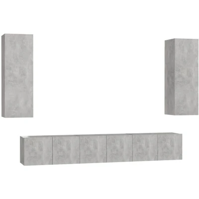 Image of vidaXL 5 Piece TV Cabinet Set Concrete Grey Engineered Wood
