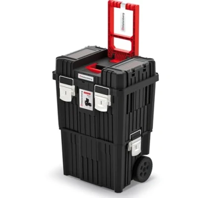 Image of Rolling Workshop Tool Box with Clamping Fasteners Modular Reinforced Wall Structure 45 x 36 64 cm (with Metal Closure)