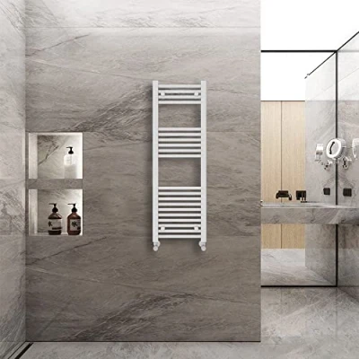 Image of Warmehaus Straight Heated Towel Rail Radiator Ladder White 1200x400mm Central Heating Radiators for Bathroom Kitchen