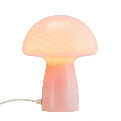 Image of Dyberg Larsen Mushroom table lamp, pink, height 23 cm, glass