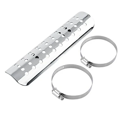 Image of Motorcycle Exhaust Heat shield, VGEBY Universal Muffler Pipe Shield Insulation Cover Heel Guard (Silver Straight 2) Auto And Parts Shield/Wrapping Sleeve
