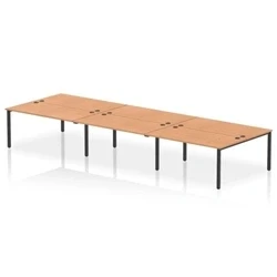 Image of Impulse Bench B2B 6 Person 1600 Black Frame Office Desk Oak