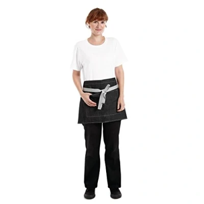 Image of Southside Bistro Apron Denim Black 700mm x 430mm Kitchen Cooking Baking Catering