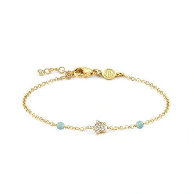 Image of Nomination Bracelet Gioie collection in 925 Sterling Silver with Cubic Zirconia and Jade. Yellow Gold finish. Star