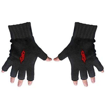 Image of Slipknot Gloves Fingerless Tribal S Band Logo Official Black One Size