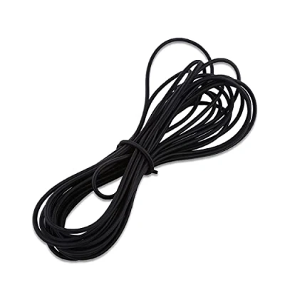 Image of Hakeeta 5mm/10mm Elastic Cord (Black), Rubber, Latex Thread, Polypropylene Fiber, 1 Piece, 10m/5m