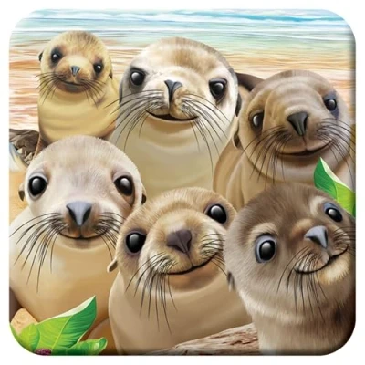 Image of 3D LiveLife Cork Coaster Sea Lion Snap from Deluxebase. Lenticular Ocean Coaster. Non slip drinks mat with original artwork licensed renowned artist, Michael Searle