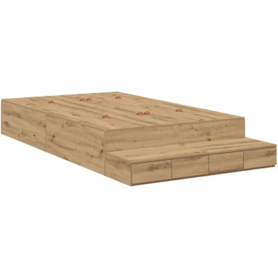 Image of vidaXL Storage Bed Frame Artisan Oak 120x190 cm