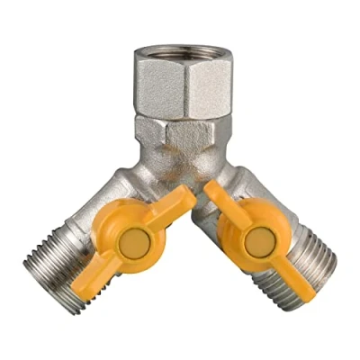 Image of Ciencia Shut Off Valve Brass Shower Diverter 3 Way Brushed Nickel Faucet Splitter for Kitchen or Bathroom Sink Faucet, DSF009A