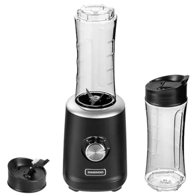 Image of Daewoo Samurai VertiBlend 500W Personal Blender, Smoothie &amp; Shake Maker, 2 x 600ml Bottles, On the Go Blender for Fruit, Veg, Protein Ice, Compact Design
