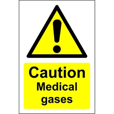 Image of Caution medical gases Safety sign Self adhesive sticker 150mm x 200mm