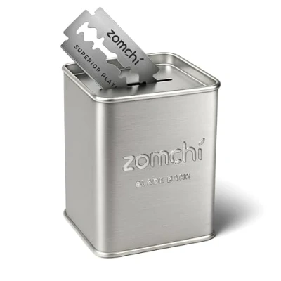 Image of ZOMCHI Razor Blades Bank for Storing Safety Storage Case Disposal of Used Double Edge (Silver)