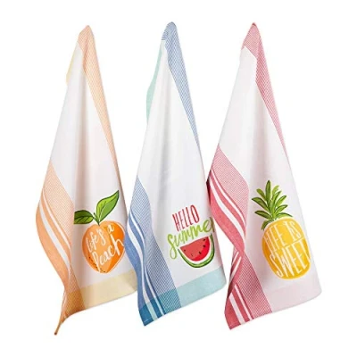 Image of DII Cotton Dish, Decorative Oversized Towels, Perfect for Every Day Home Kitchen, Holidays and Housewarming Gifts, Hello Summer, Dishtowel S/3
