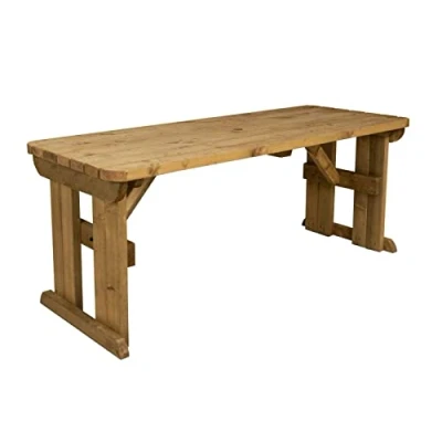 Image of Arbor garden Solutions Wooden picnic table, Hollies rounded furniture (5ft, Rustic Brown)