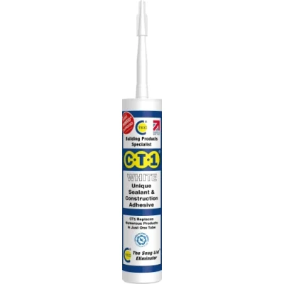 Image of CT1 White TRIBRID Multi Purpose Sealant &amp; Adhesive Bathroom, Shower Window Odourless Anti Mould Waterproofing Vibration Resistant Flexible 290ml