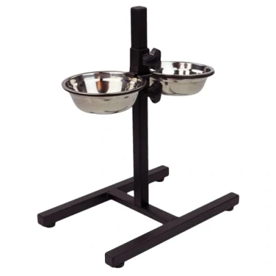 Image of KCT Elevated Adjustable Height Dog Pet Feeding Stand with 2 Raised Bowls Medium