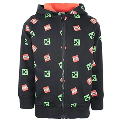Image of Minecraft Black Zip Up Hoodie Kids Clothes Boys&#039; Hoodies Creeper Aged 7/8