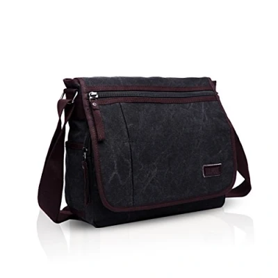 Image of FANDARE Simple Men Postman Messenger Bag Portable Business Student Outdoor Travel Shoulder Large Capacity Multi Pocket Wear Resistant Canvas Brown