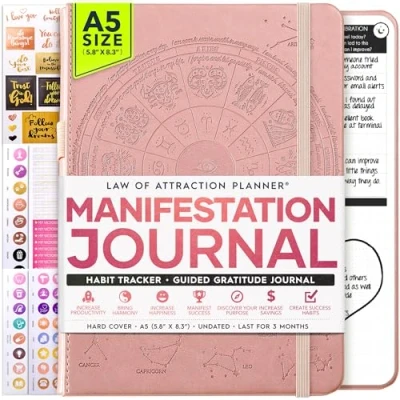 Image of Daily Self Care &amp; Manifestation Journal A 5 Minute Journal, 90 Days Planner, Creating Your Dream Life, Positivity, Affirmation Gratitude Vision Board, Guided Undated Planner