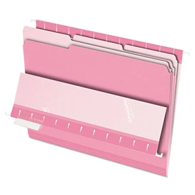 Image of Pendaflex Interior File Folders, 1/3 Cut, Top Tab, Letter Size, Pink, 100 per Box (4210 PIN)