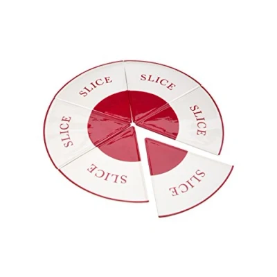 Image of Premier Housewares Stoneware Pizza Plate Plates Large Serving Six Pieces Set in Red and Cream Colour 1h x 20w 21d