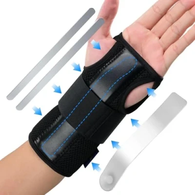 Image of UZSUZZ Wrist Support Splint Brace, Adjustable Carpal Tunnel Brace with Metal Splints, Right &amp; Left Relieves Arthritis Pain, Tendonitis, Sprains, Sports for Men Women