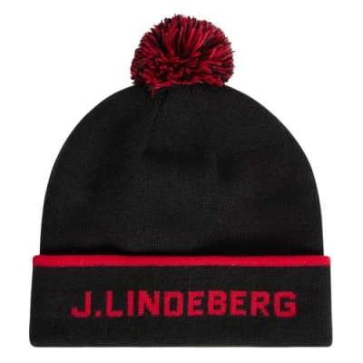 Image of J.Lindeberg Mens Stripe Beanie Hat Black One Size