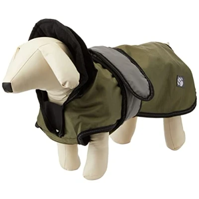 Image of Danish Design 2 In 1 Light Reflective Four Seasons Removable Polar Lining Khaki Dog/Puppy Coat 16 Inch 40 cm