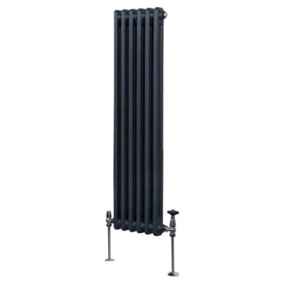 Image of Traditional 2 Column Radiator 1500mm x 292mm Modern Central Heating Heater Matt Anthracite Grey Carbon Steel Vertical Wall Mounted Kitchen Living Room Bathroom Cleaning Brush Fixing Kit &amp; Brackets