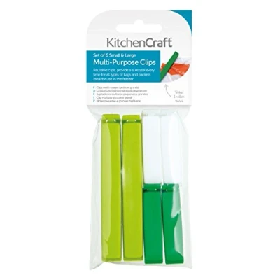 Image of KitchenCraft Plastic Bag Clips, Assorted Sizes, Set of 6